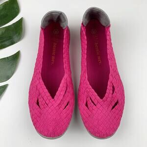 Bernie Mev Catwalk Ballet Flats Pink Woven Comfort Shoes Women's 39 US 8 8.5